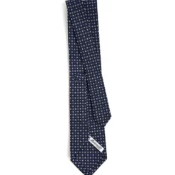 CRAVATTA SARTORIALE CLASSICA IN SETA BLU SCURO Microfantasia fiore