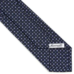 CRAVATTA SARTORIALE CLASSICA IN SETA BLU SCURO Microfantasia fiore