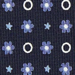 CRAVATTA SARTORIALE CLASSICA IN SETA BLU SCURO Microfantasia fiore