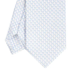 CRAVATTA SARTORIALE CLASSICA IN SETA BIANCA Microfantasia m geometrica