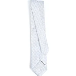 CRAVATTA SARTORIALE CLASSICA IN SETA BIANCA Microfantasia m geometrica