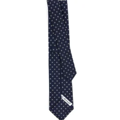 CRAVATTA SARTORIALE CLASSICA IN SETA BLU SCURO Microfantasia fiore