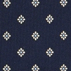CRAVATTA SARTORIALE CLASSICA IN SETA BLU SCURO Microfantasia fiore