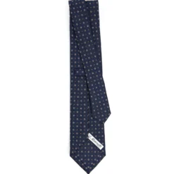 CRAVATTA SARTORIALE CLASSICA IN SETA BLU SCURO Microfantasia fiore