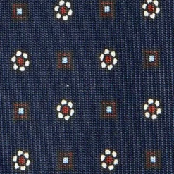 CRAVATTA SARTORIALE CLASSICA IN SETA BLU SCURO Microfantasia fiore