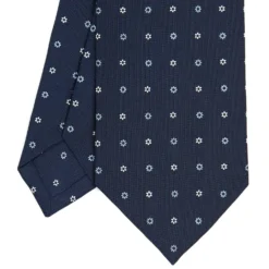 CRAVATTA SARTORIALE CLASSICA IN SETA BLU SCURO Microfantasia fiore