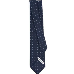 CRAVATTA SARTORIALE CLASSICA IN SETA BLU SCURO Microfantasia fiore