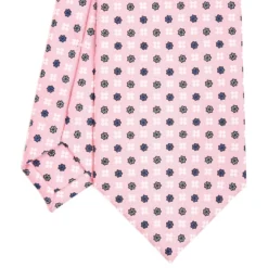 CRAVATTA SARTORIALE CLASSICA IN SETA ROSA Microfantasia fiore