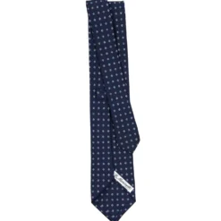 CRAVATTA SARTORIALE CLASSICA IN SETA BLU SCURO Microfantasia fiore