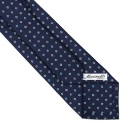 CRAVATTA SARTORIALE CLASSICA IN SETA BLU SCURO Microfantasia fiore