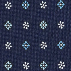 CRAVATTA SARTORIALE CLASSICA IN SETA BLU SCURO Microfantasia fiore