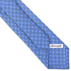 CRAVATTA SARTORIALE CLASSICA IN SETA AZZURRO POLVERE Microfantasia fiore