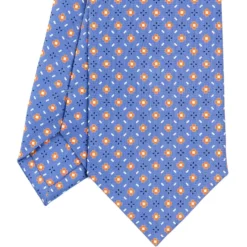 CRAVATTA SARTORIALE CLASSICA IN SETA AZZURRO POLVERE Microfantasia fiore