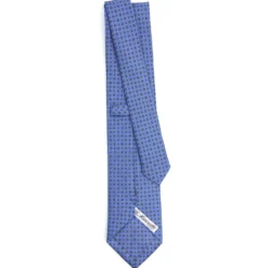 CRAVATTA SARTORIALE CLASSICA IN SETA AZZURRO POLVERE Microfantasia fiore