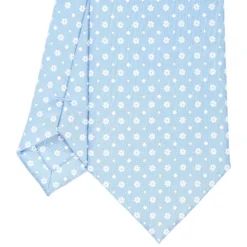 CRAVATTA SARTORIALE CLASSICA IN SETA AZZURRO Microfantasia fiore