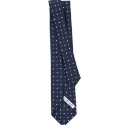 CRAVATTA SARTORIALE CLASSICA IN SETA BLU SCURO Microfantasia fiore