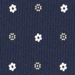 CRAVATTA SARTORIALE CLASSICA IN SETA BLU SCURO Microfantasia fiore