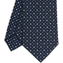 CRAVATTA SARTORIALE CLASSICA IN SETA BLU SCURO Microfantasia fiore