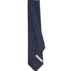 CRAVATTA SARTORIALE CLASSICA IN SETA BLU SCURO Microfantasia fiore