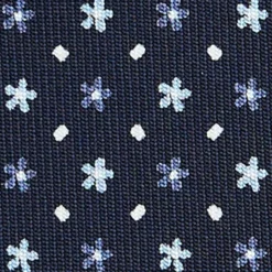 CRAVATTA SARTORIALE CLASSICA IN SETA BLU SCURO Microfantasia fiore