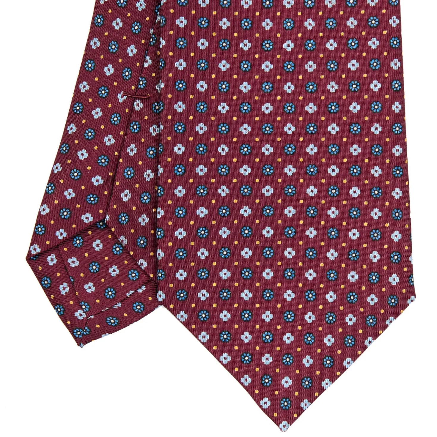 CRAVATTA SARTORIALE CLASSICA IN SETA BORDEAUX Microfantasia fiore