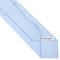 CRAVATTA SARTORIALE CLASSICA IN SETA AZZURRA Pois