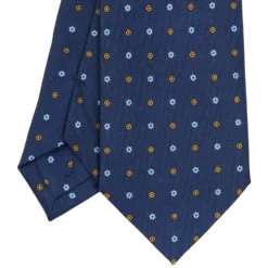 CRAVATTA SARTORIALE CLASSICA IN SETA BLU SCURO Microfantasia fiore