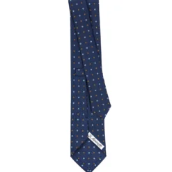 CRAVATTA SARTORIALE CLASSICA IN SETA BLU SCURO Microfantasia fiore