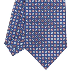 CRAVATTA SARTORIALE CLASSICA IN SETA BLU Microfantasia fiore