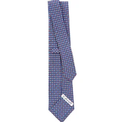 CRAVATTA SARTORIALE CLASSICA IN SETA BLU Microfantasia fiore