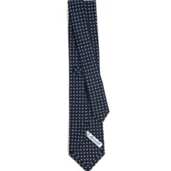 CRAVATTA SARTORIALE CLASSICA IN SETA BLU SCURO Microfantasia fiore