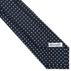 CRAVATTA SARTORIALE CLASSICA IN SETA BLU SCURO Microfantasia fiore