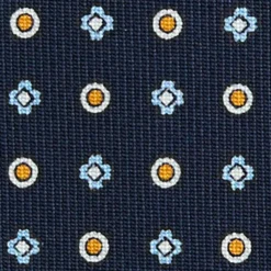 CRAVATTA SARTORIALE CLASSICA IN SETA BLU SCURO Microfantasia fiore