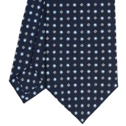 CRAVATTA SARTORIALE CLASSICA IN SETA BLU SCURO Microfantasia fiore