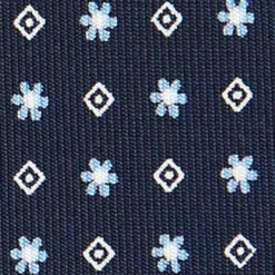CRAVATTA SARTORIALE CLASSICA IN SETA BLU SCURO Microfantasia fiore