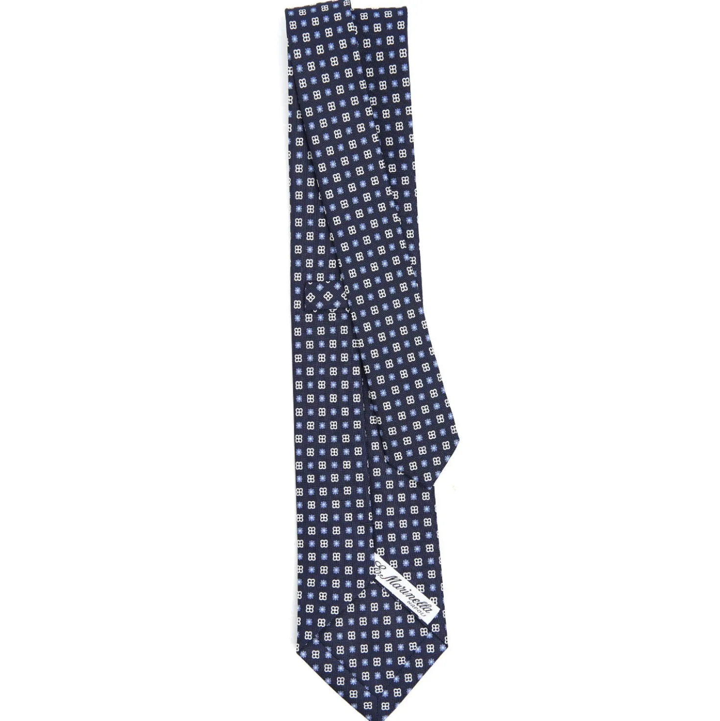CRAVATTA SARTORIALE CLASSICA IN SETA BLU SCURO Microfantasia fiore