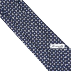 CRAVATTA SARTORIALE CLASSICA IN SETA BLU SCURO Microfantasia fiore
