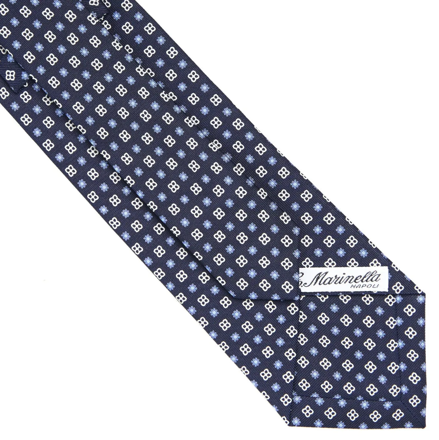 CRAVATTA SARTORIALE CLASSICA IN SETA BLU SCURO Microfantasia fiore