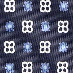 CRAVATTA SARTORIALE CLASSICA IN SETA BLU SCURO Microfantasia fiore