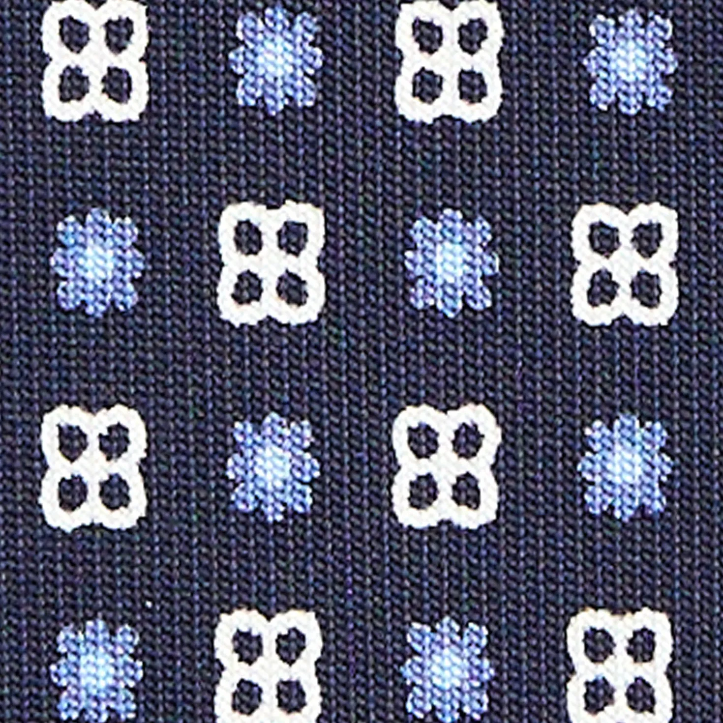 CRAVATTA SARTORIALE CLASSICA IN SETA BLU SCURO Microfantasia fiore
