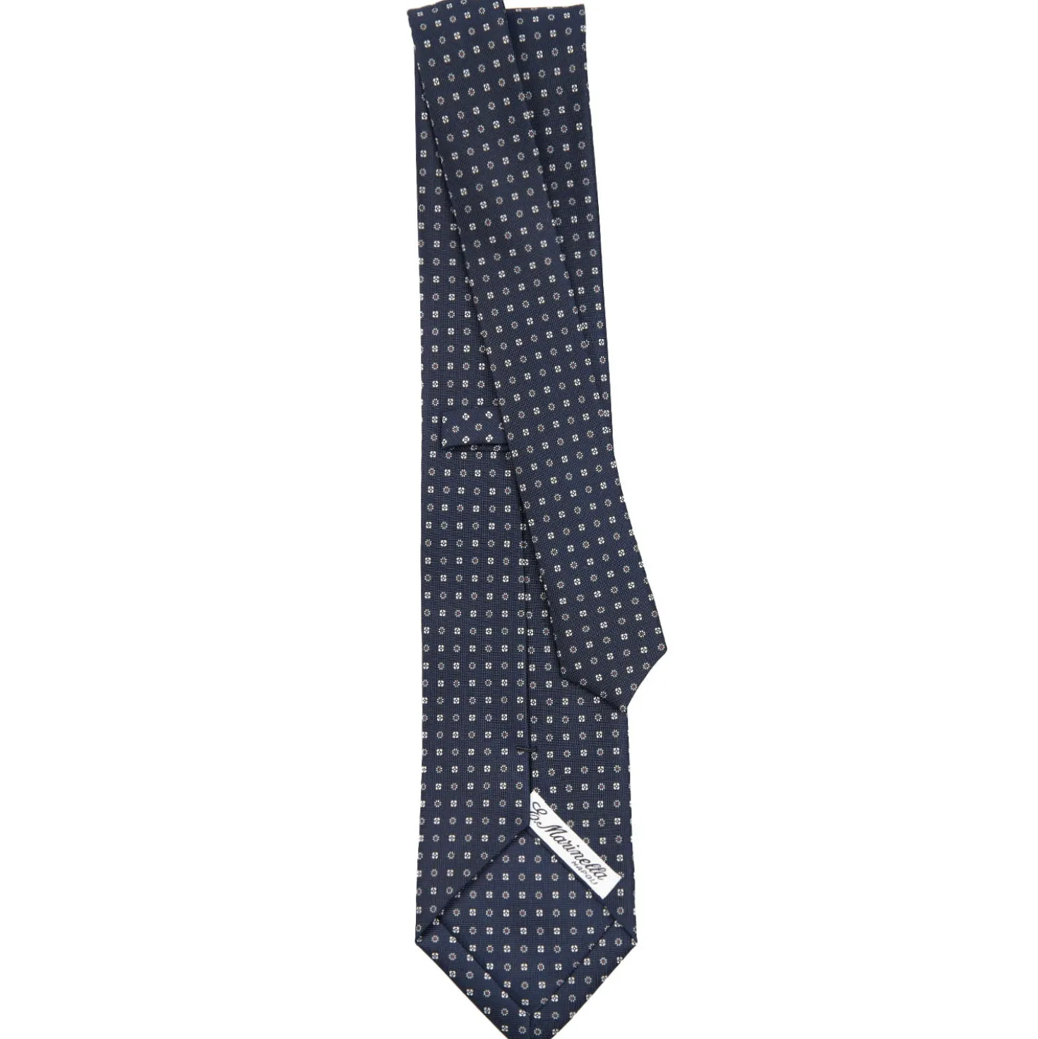CRAVATTA SARTORIALE CLASSICA IN SETA BLU SCURO Microfantasia fiore