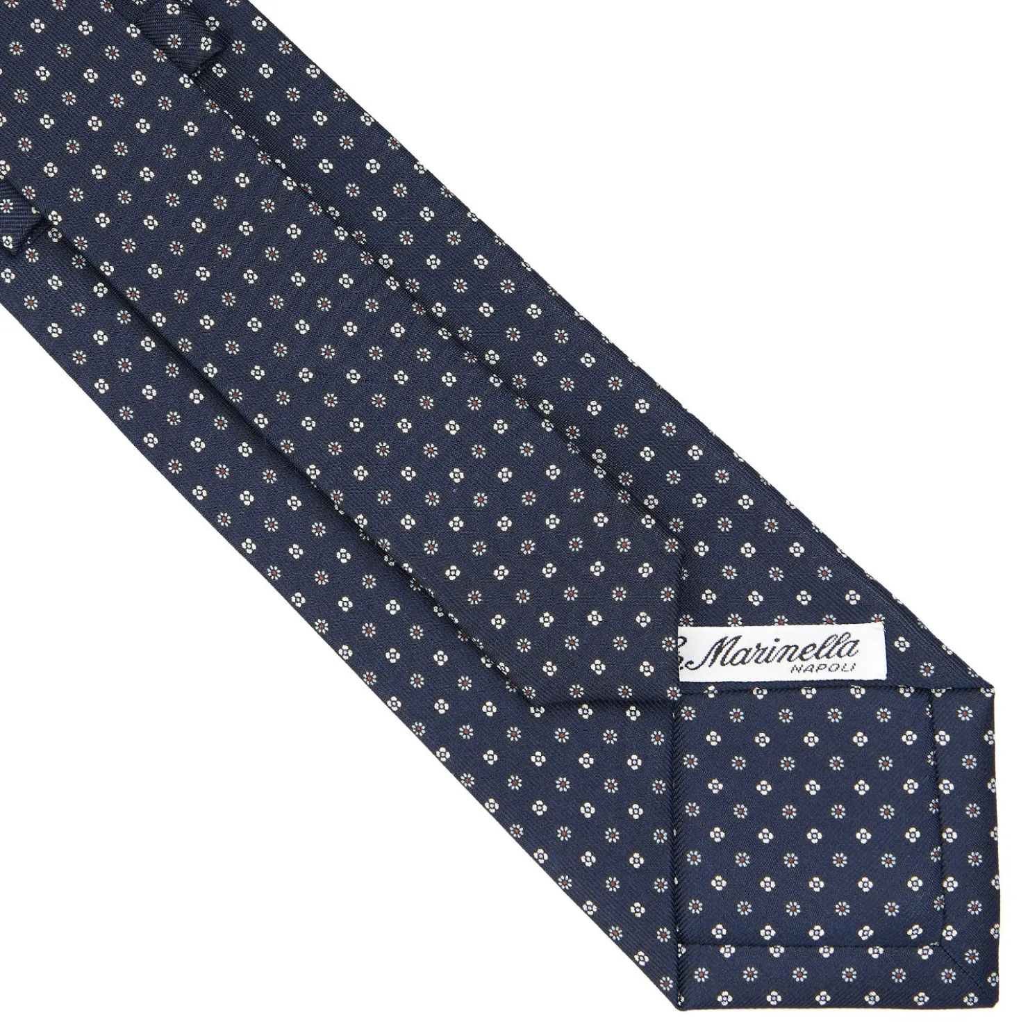 CRAVATTA SARTORIALE CLASSICA IN SETA BLU SCURO Microfantasia fiore
