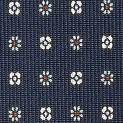 CRAVATTA SARTORIALE CLASSICA IN SETA BLU SCURO Microfantasia fiore