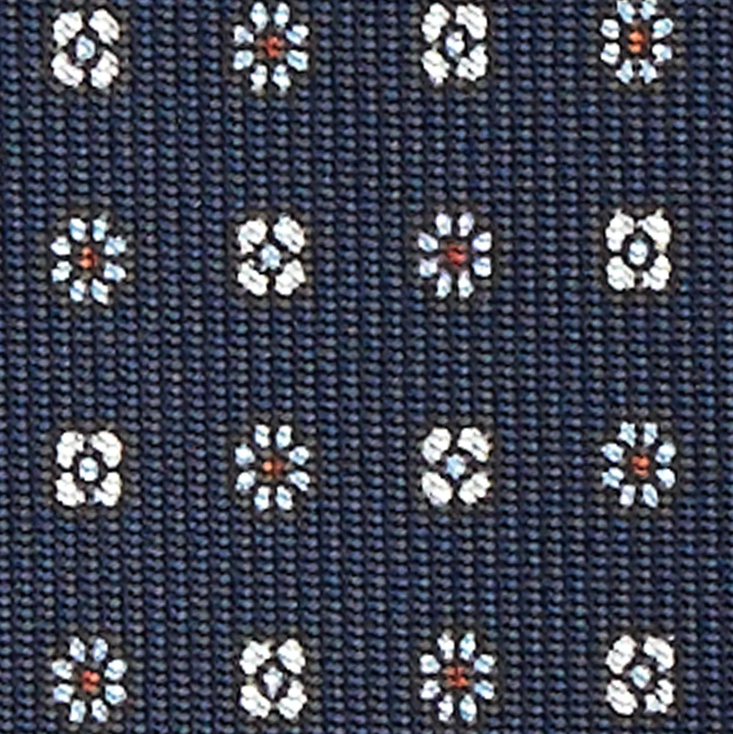 CRAVATTA SARTORIALE CLASSICA IN SETA BLU SCURO Microfantasia fiore