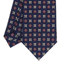 CRAVATTA SARTORIALE CLASSICA IN SETA BLU SCURO Microfantasia fiore