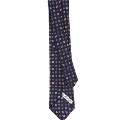 CRAVATTA SARTORIALE CLASSICA IN SETA BLU SCURO Microfantasia fiore
