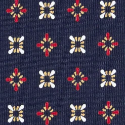 CRAVATTA SARTORIALE CLASSICA IN SETA BLU SCURO Microfantasia fiore