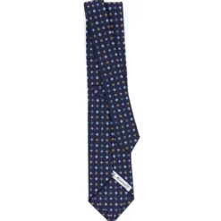 CRAVATTA SARTORIALE CLASSICA IN SETA BLU SCURO Microfantasia fiore