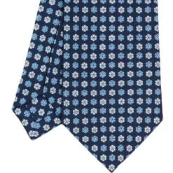 CRAVATTA SARTORIALE CLASSICA IN SETA BLU SCURO Microfantasia fiore