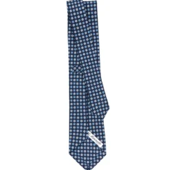 CRAVATTA SARTORIALE CLASSICA IN SETA BLU SCURO Microfantasia fiore